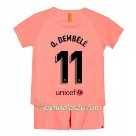 Camisolas de Futebol FC Barcelona O.Dembele 11 Criança Equipamento 3ª 2018/19 Manga Curta